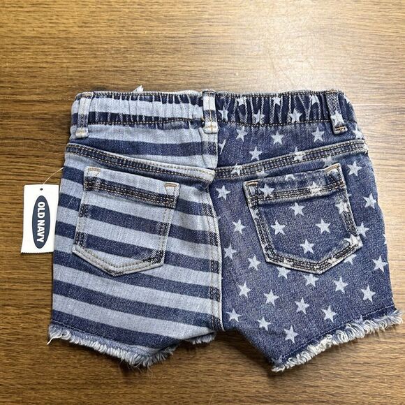 NWT Old Navy 2T Denim American Flag Americana Stars stripes Adjustable Waist - Picture 2 of 5